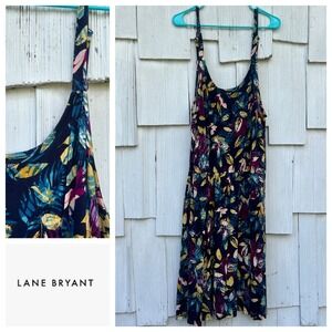 Lane Bryant Navy Tropical Floral Print Casual Dress Women Size 22/24
